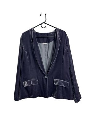Poetry Crushed Velvet Purple‎ Gray Blazer Size 14